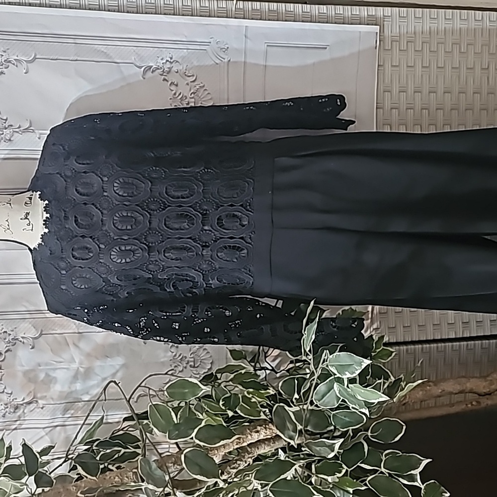 Eloquii Black Lace Bodice Wide Leg Jumpsuit 18